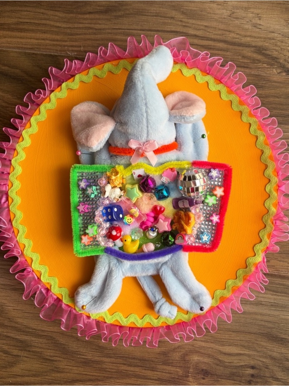 Handmade Elephant Beanie Baby Taxidermy Plush Wall Art